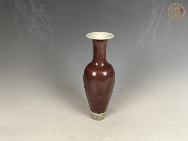 古玩陶瓷晚清紅釉柳葉瓶真品鑒賞圖