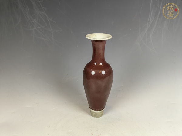 古玩陶瓷晚清紅釉柳葉瓶真品鑒賞圖