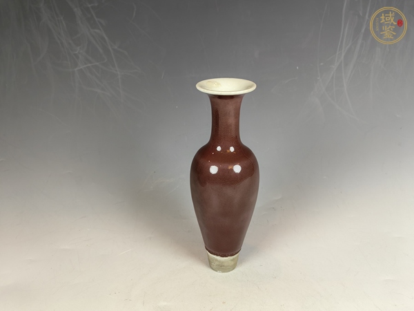 古玩陶瓷晚清紅釉柳葉瓶真品鑒賞圖