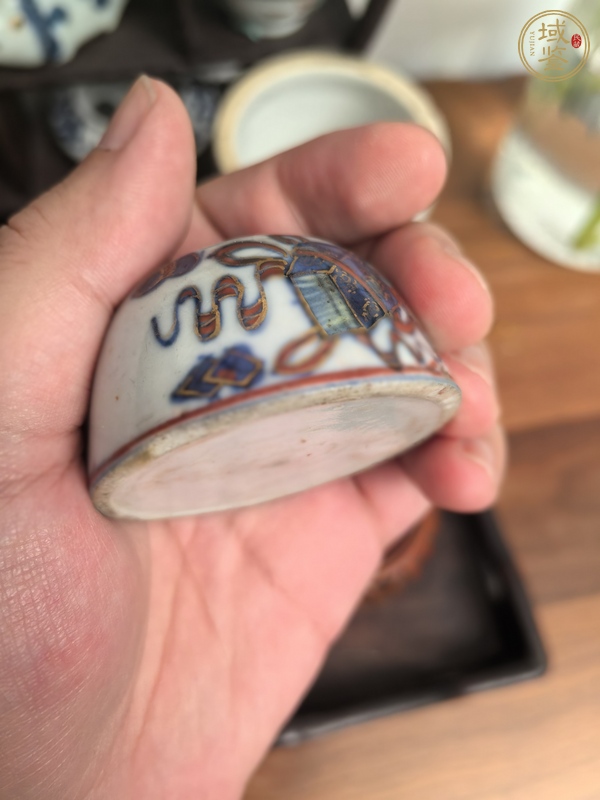 古玩陶瓷青花加彩博古圖水盂真品鑒賞圖
