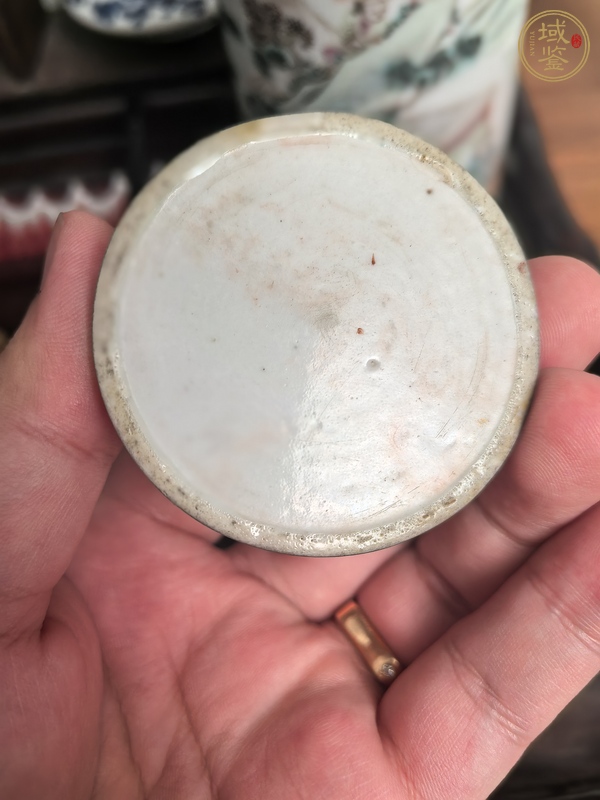 古玩陶瓷青花加彩博古圖水盂真品鑒賞圖