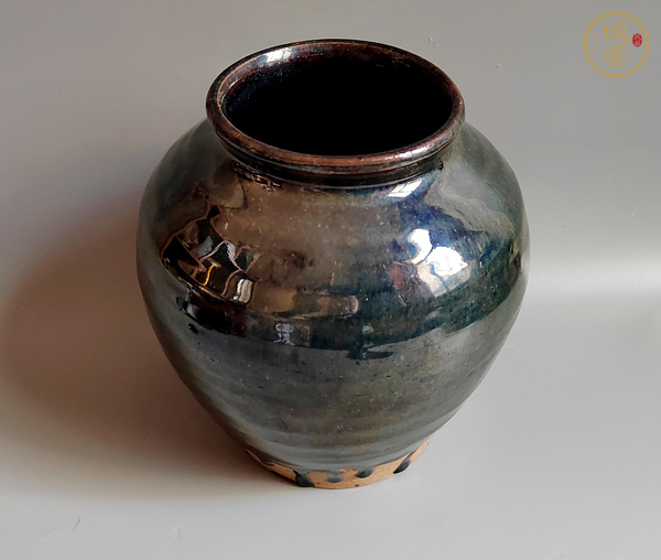 古玩陶瓷窯變黑釉罐真品鑒賞圖