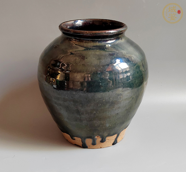 古玩陶瓷窯變黑釉罐真品鑒賞圖