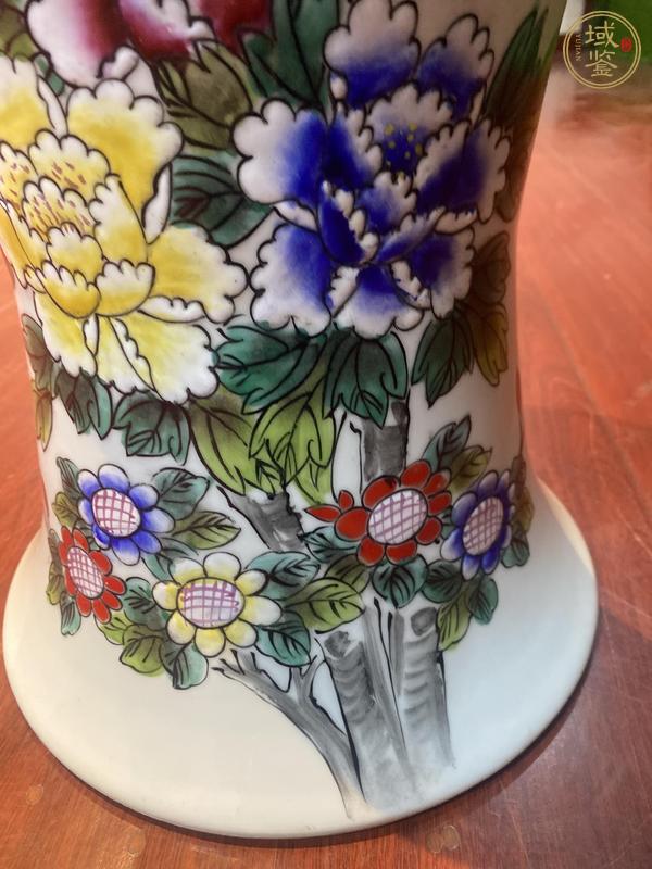 古玩陶瓷粉彩花卉紋花觚真品鑒賞圖