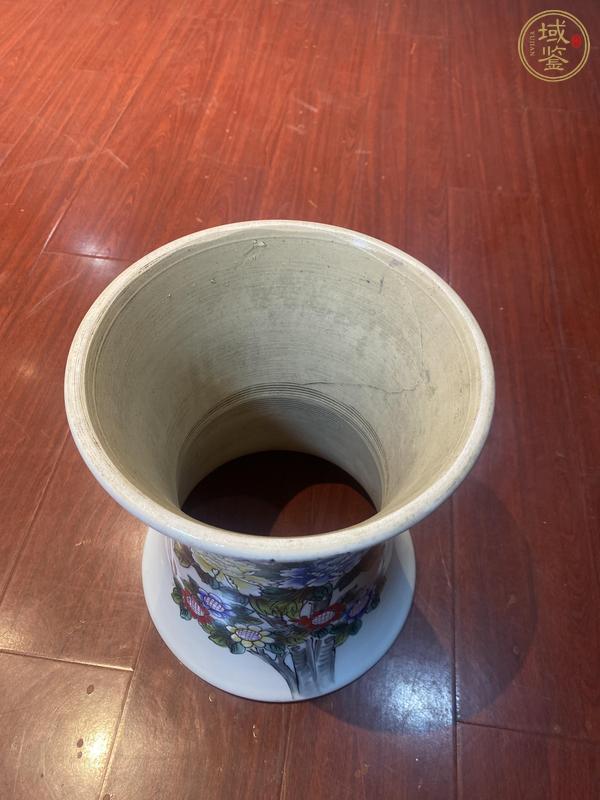 古玩陶瓷粉彩花卉紋花觚真品鑒賞圖
