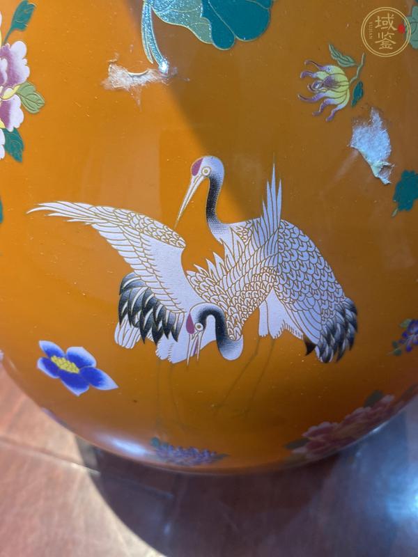 古玩陶瓷鶴紋粉彩瓶真品鑒賞圖