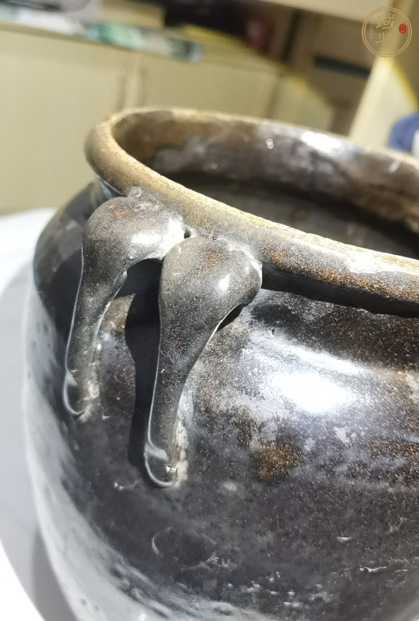 古玩陶瓷黑釉四系罐真品鑒賞圖