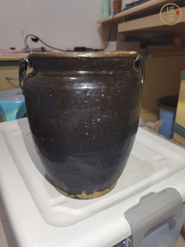 古玩陶瓷黑釉四系罐真品鑒賞圖