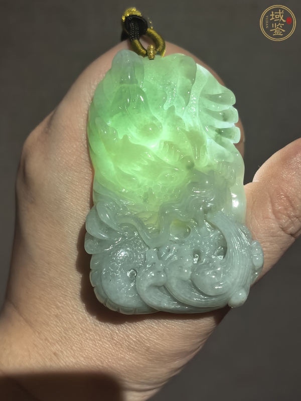 古玩玉器天然翡翠雕“龍紋牌”真品鑒賞圖