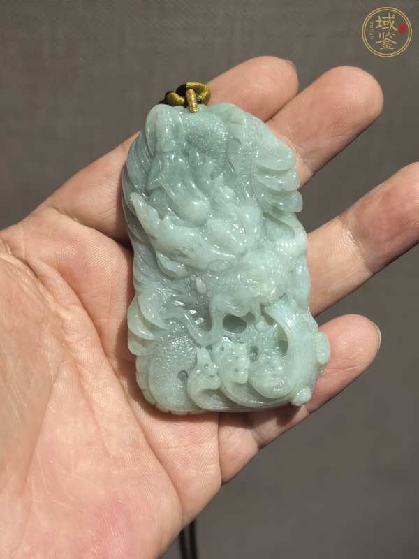 古玩玉器天然翡翠雕“龍紋牌”真品鑒賞圖