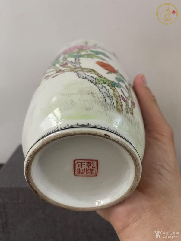 古玩陶瓷粉彩花鳥紋棒槌瓶真品鑒賞圖