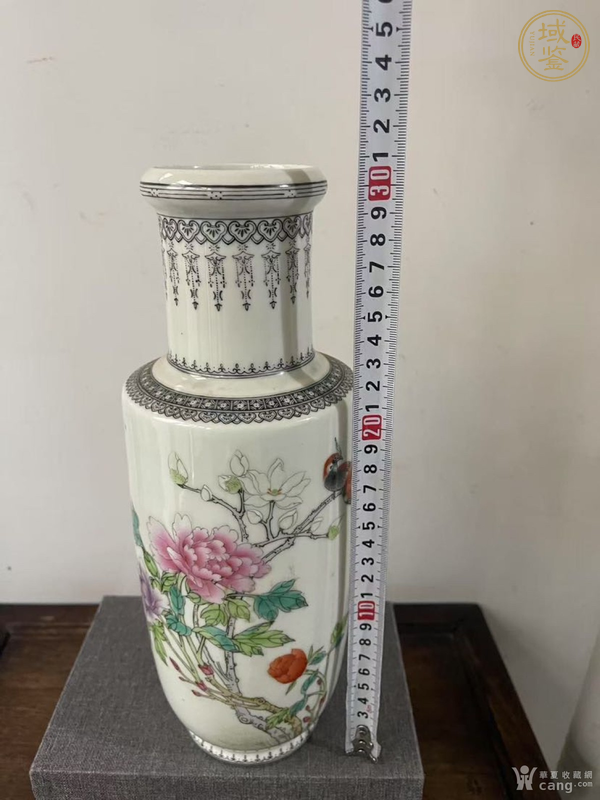 古玩陶瓷粉彩花鳥紋棒槌瓶真品鑒賞圖