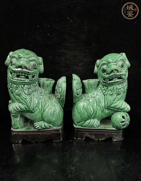 古玩陶瓷綠釉獅子瓷塑雕像真品鑒賞圖