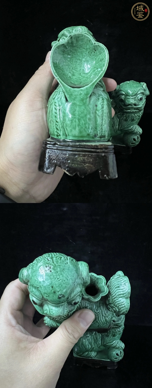 古玩陶瓷綠釉獅子瓷塑雕像真品鑒賞圖