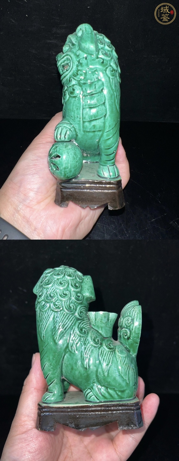 古玩陶瓷綠釉獅子瓷塑雕像真品鑒賞圖