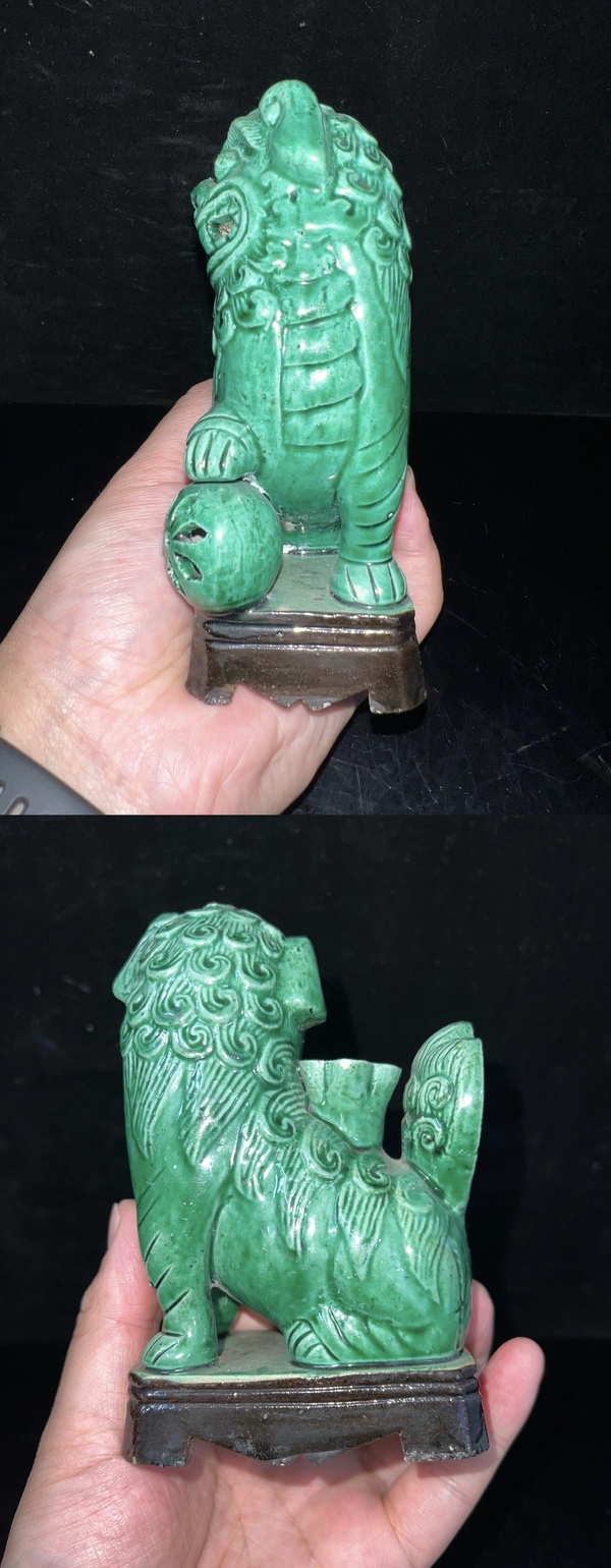 古玩陶瓷綠釉獅子瓷塑雕像拍賣，當(dāng)前價格2888元