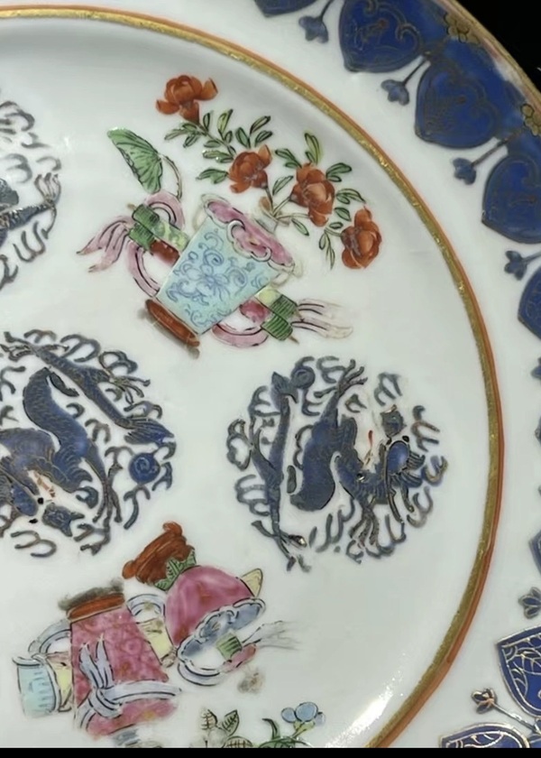 古玩陶瓷粉彩龍紋折腰盤拍賣，當前價格5500元