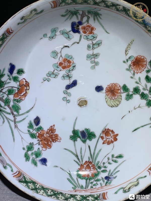 古玩陶瓷五彩四季花卉紋盤真品鑒賞圖