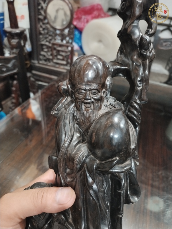 古玩雜項木雕壽星真品鑒賞圖