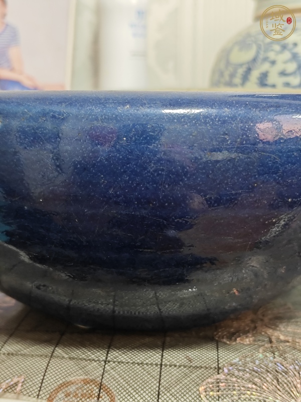 古玩陶瓷祭藍釉香爐真品鑒賞圖