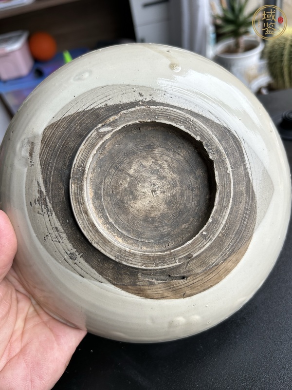 古玩陶瓷磁州窯白地黑花折枝石榴紋盤真品鑒賞圖