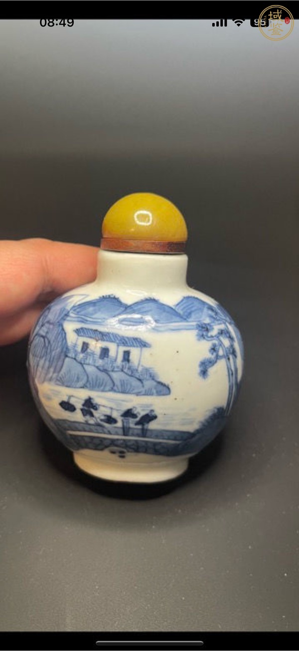 古玩陶瓷青花山水通景紋鼻煙壺真品鑒賞圖