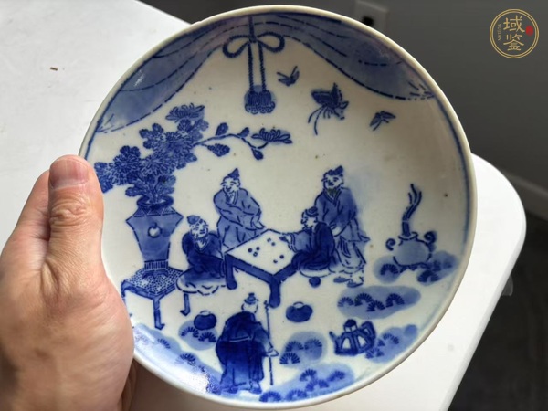 古玩陶瓷人物紋青花盤真品鑒賞圖