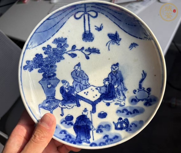 古玩陶瓷人物紋青花盤真品鑒賞圖
