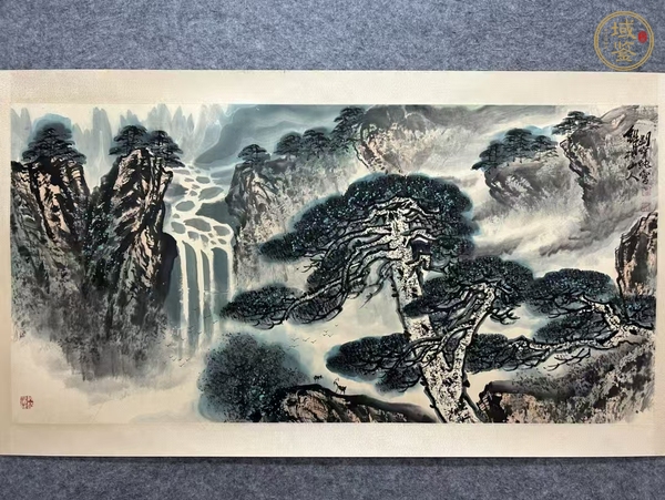 古玩字畫劉寶純山水橫披真品鑒賞圖