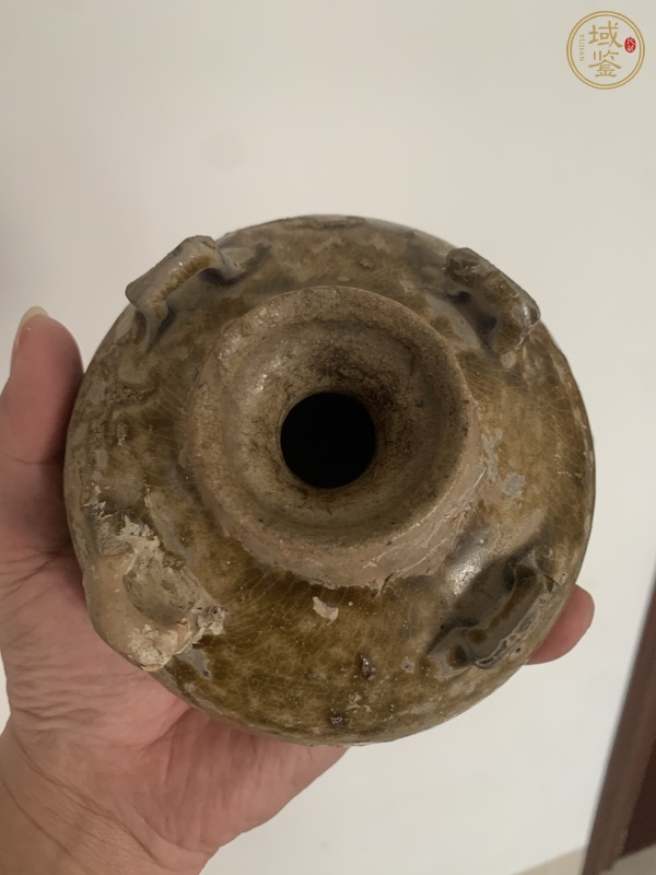 古玩陶瓷黃釉四系水盂真品鑒賞圖
