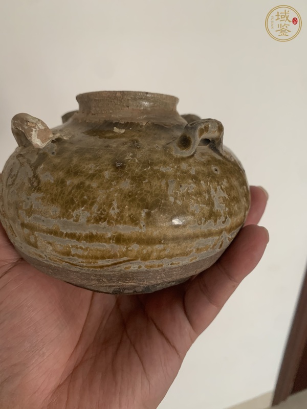 古玩陶瓷黃釉四系水盂真品鑒賞圖