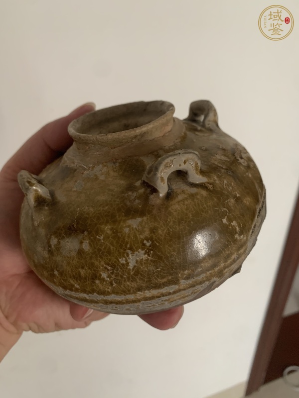 古玩陶瓷黃釉四系水盂真品鑒賞圖