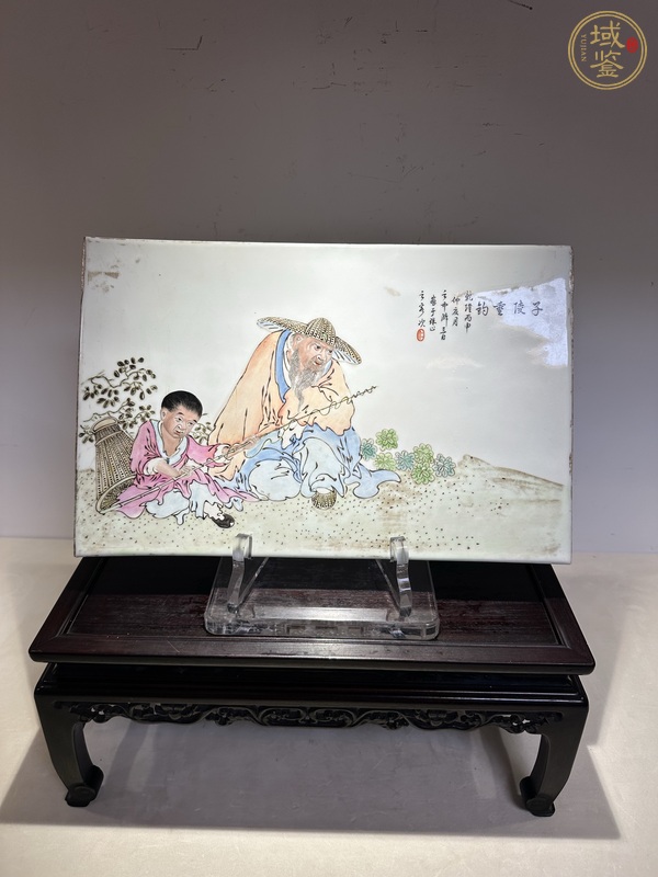 古玩陶瓷粉彩人物故事瓷板真品鑒賞圖