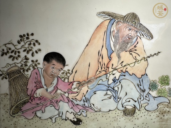 古玩陶瓷粉彩人物故事瓷板真品鑒賞圖