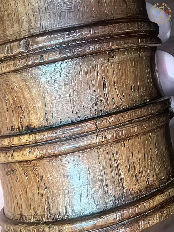 古玩雜項黃花梨木雕竹節形筆筒真品鑒賞圖