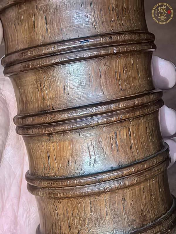 古玩雜項黃花梨木雕竹節形筆筒真品鑒賞圖