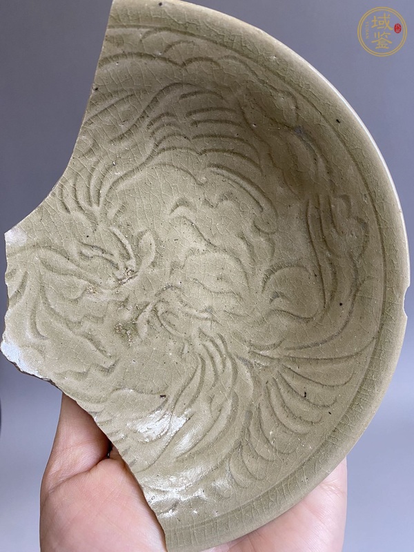 古玩陶瓷越窯青釉雙鳳標(biāo)本真品鑒賞圖