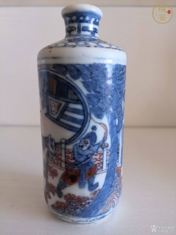 古玩陶瓷青花釉里紅人物故事紋鼻煙壺真品鑒賞圖