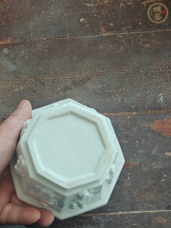 古玩陶瓷德化窯八仙圖模印八方水仙盆真品鑒賞圖