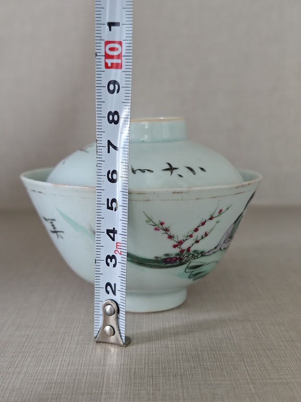古玩陶瓷民國(guó)粉彩桃花仕女三件套拍賣，當(dāng)前價(jià)格400元