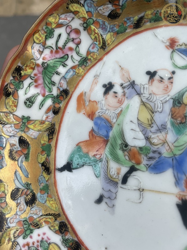 古玩陶瓷刀馬人廣彩盤真品鑒賞圖
