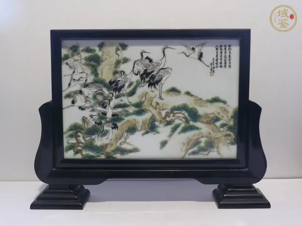 古玩陶瓷創(chuàng)匯 粉彩仙鶴紋瓷板真品鑒賞圖