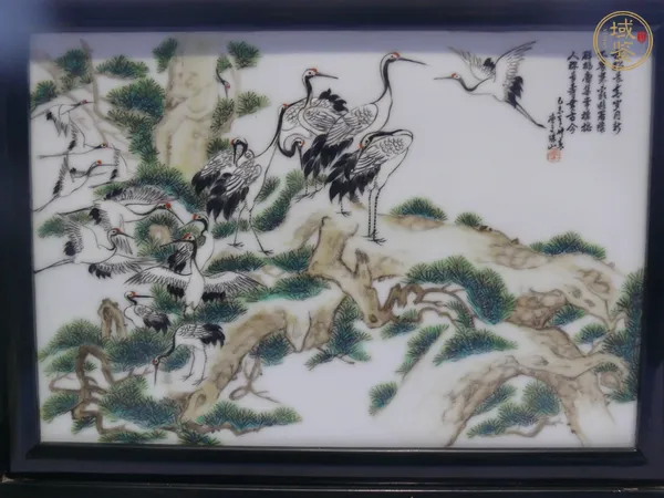 古玩陶瓷創(chuàng)匯 粉彩仙鶴紋瓷板真品鑒賞圖