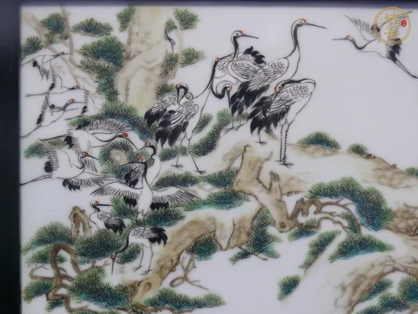 古玩陶瓷創(chuàng)匯 粉彩仙鶴紋瓷板真品鑒賞圖