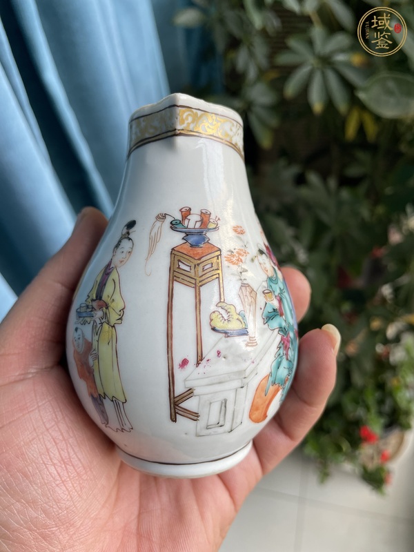 古玩陶瓷廣彩人物故事紋奶壺真品鑒賞圖