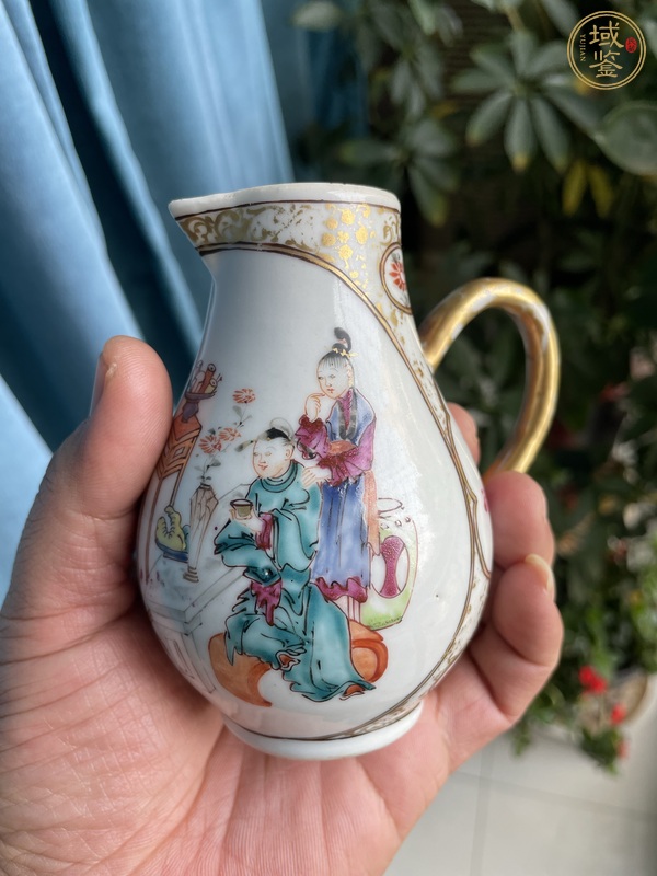 古玩陶瓷廣彩人物故事紋奶壺真品鑒賞圖