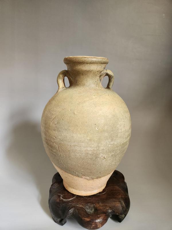 古玩陶瓷唐代茶葉末釉雙耳瓶拍賣，當前價格3800元