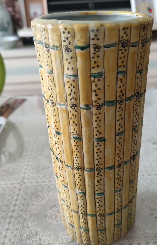 古玩陶瓷捆竹型帽筒真品鑒賞圖