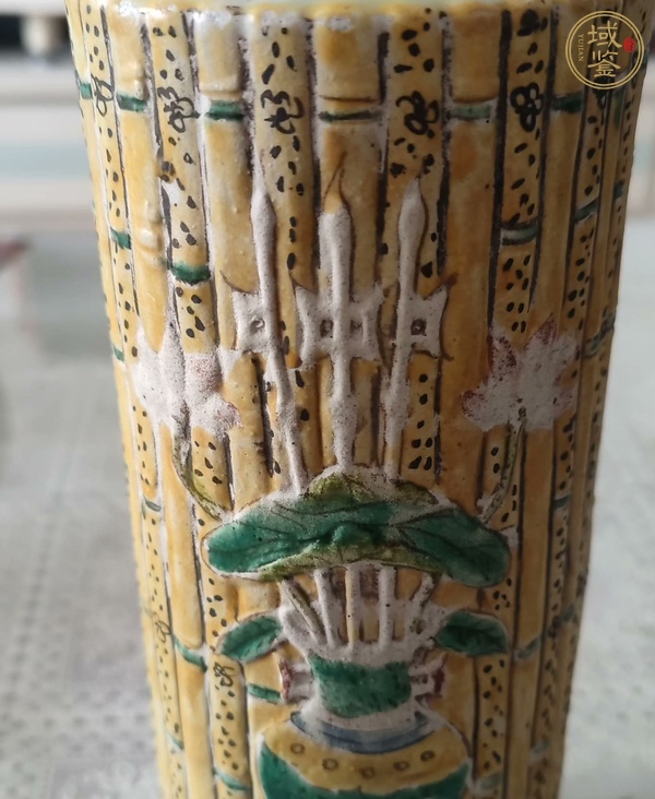 古玩陶瓷捆竹型帽筒真品鑒賞圖
