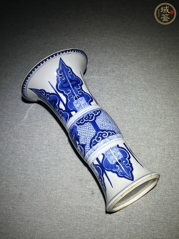 古玩陶瓷清康熙 青花壽面紋花觚真品鑒賞圖
